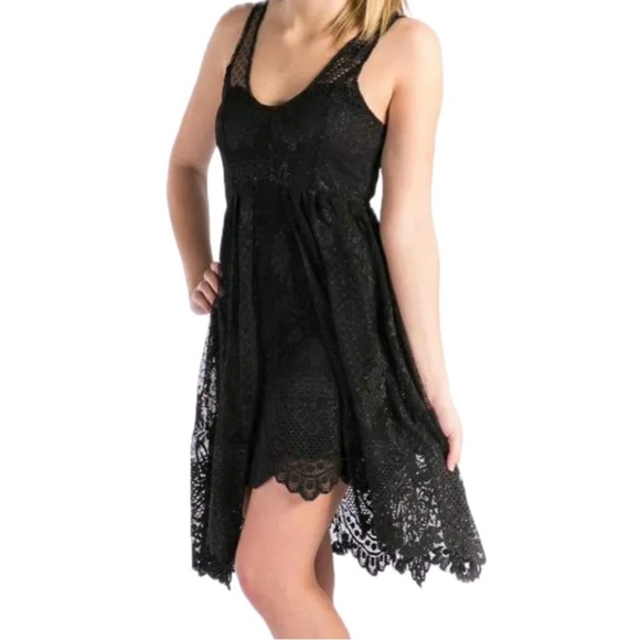 Free People Dresses & Skirts - Free People Black ‘Salinas Foil’ Lace Dress